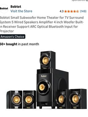 5.1 Portable Home Theater Speaker System - Black with Gold Accents